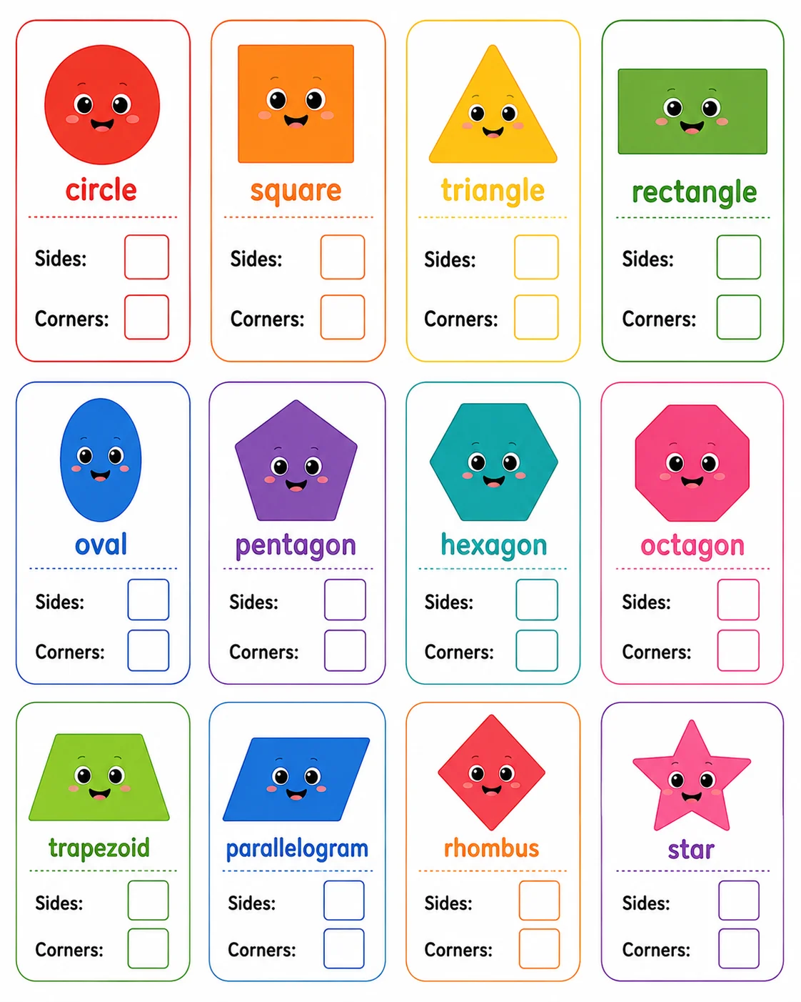 Counting Sides and Corners — free printable worksheet preview