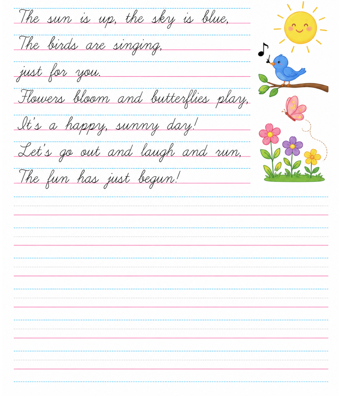 Cursive Poetry Copywork — free printable worksheet preview