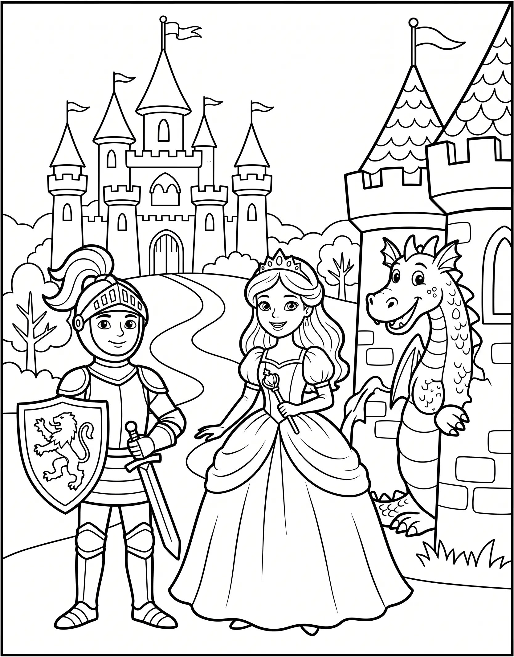 Fairy Tale Characters Coloring — free printable worksheet preview