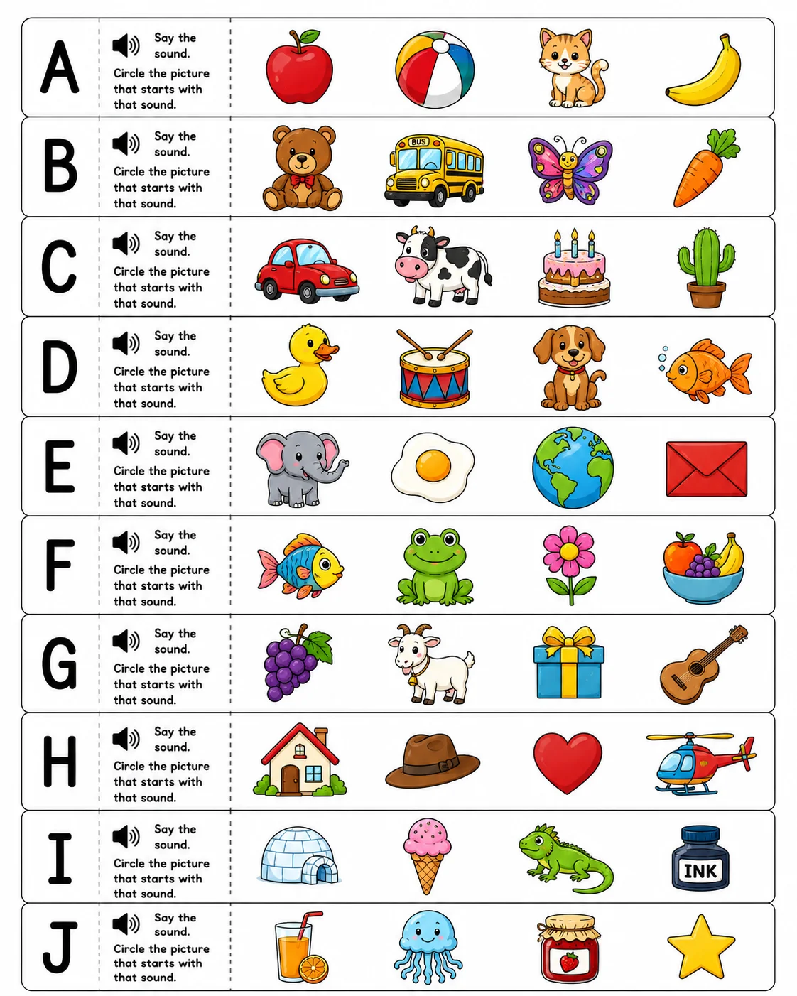 Letter Sound Phonics Practice — free printable worksheet preview