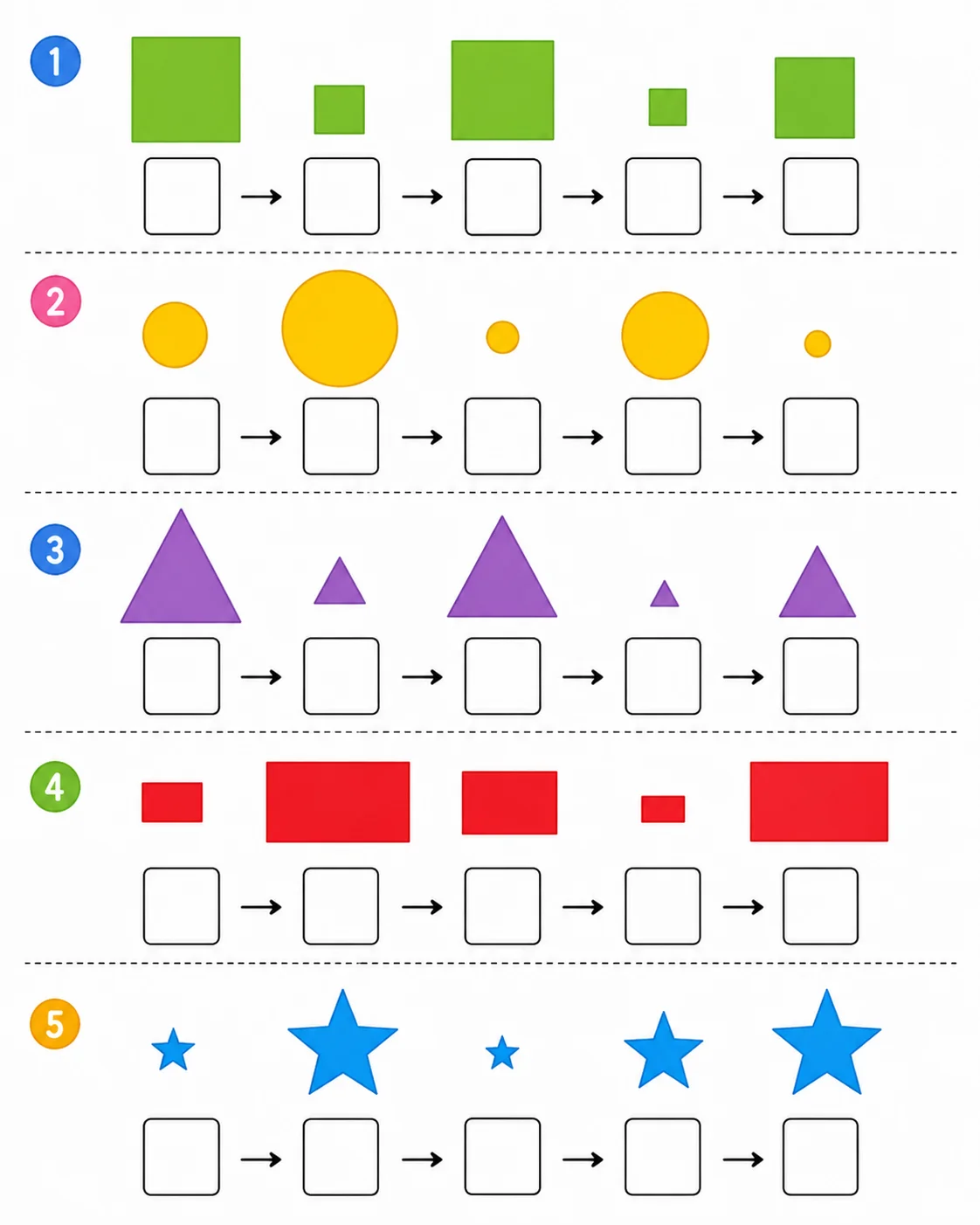 Shape Size Comparison – printable worksheet