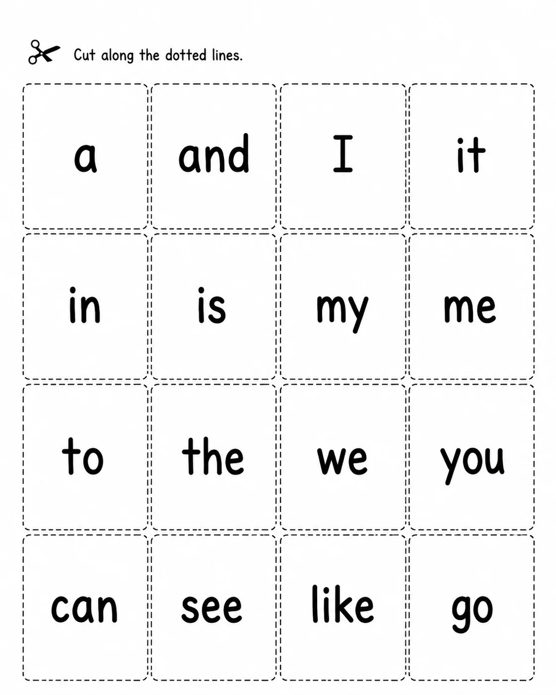 Sight Words Flash Cards Pre-K — free printable worksheet preview