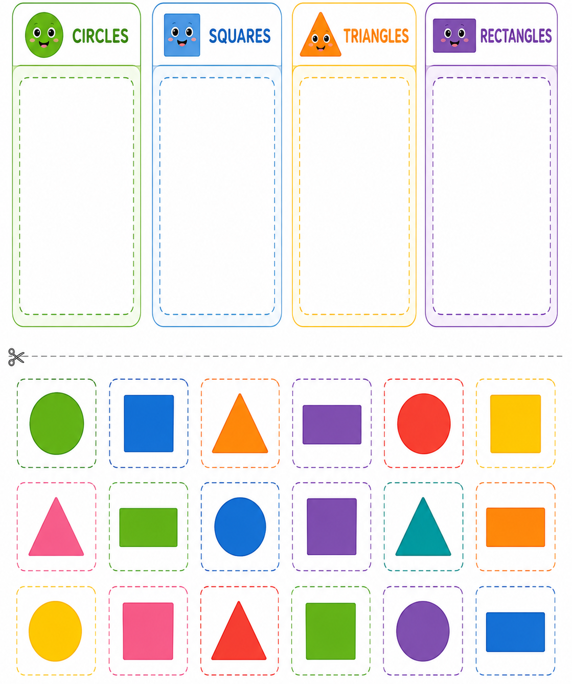 Sort Shapes by Type – printable worksheet