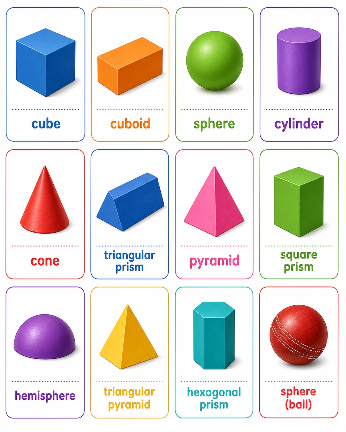 3D Shapes Identification — free printable worksheet preview