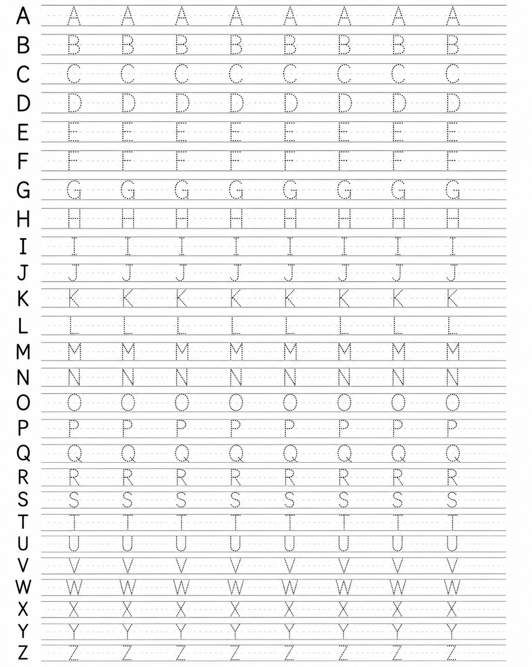 Alphabet Writing Practice Book — free printable worksheet preview