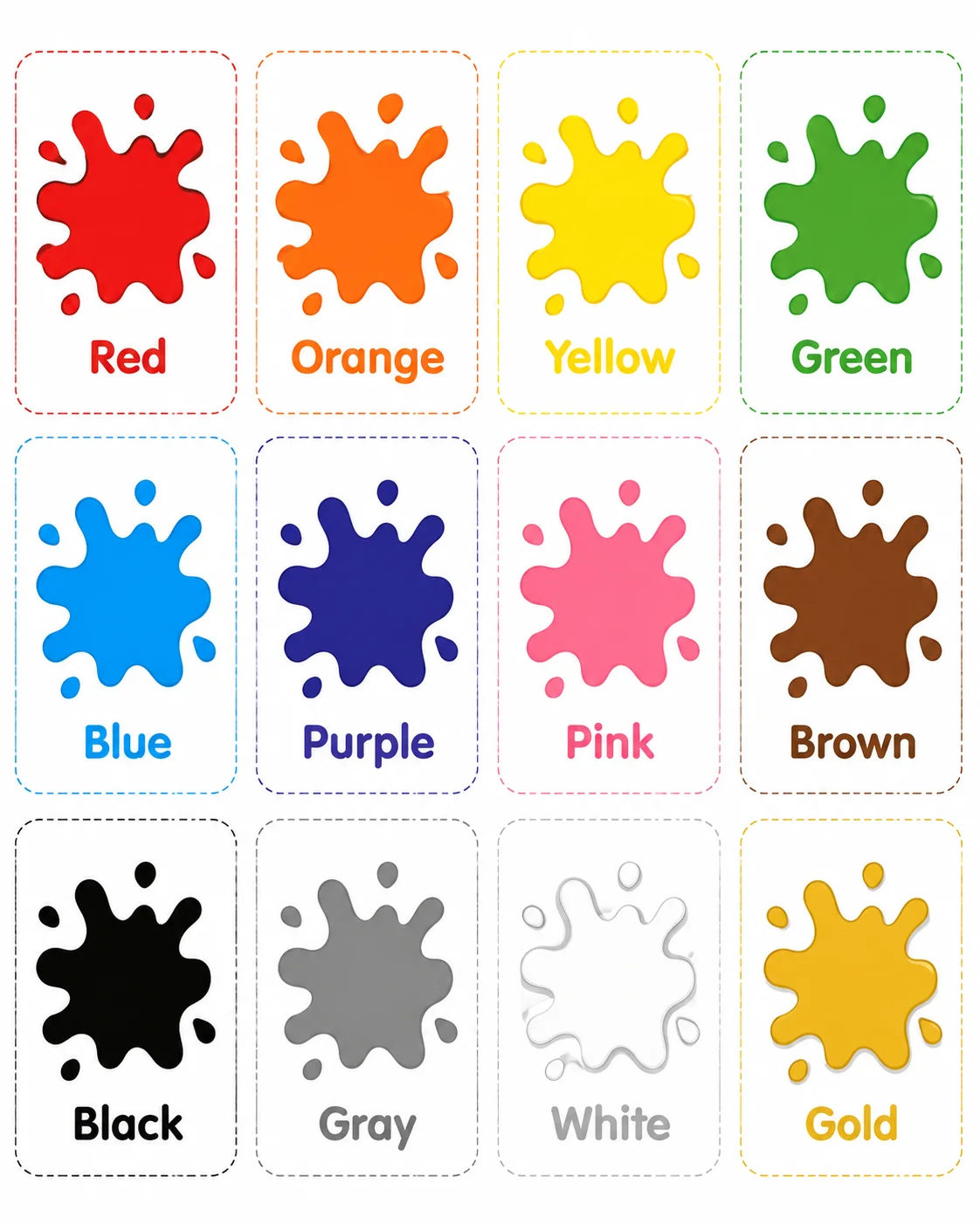 Color Recognition Flash Cards — free printable worksheet preview