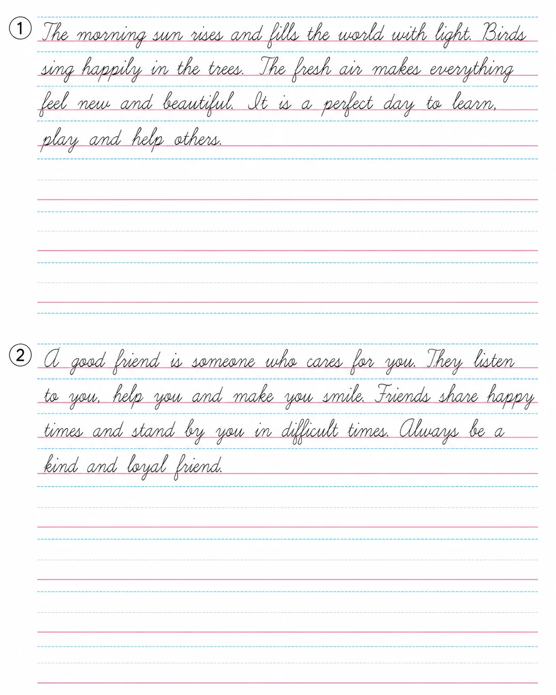 Cursive Writing Paragraphs — free printable worksheet preview