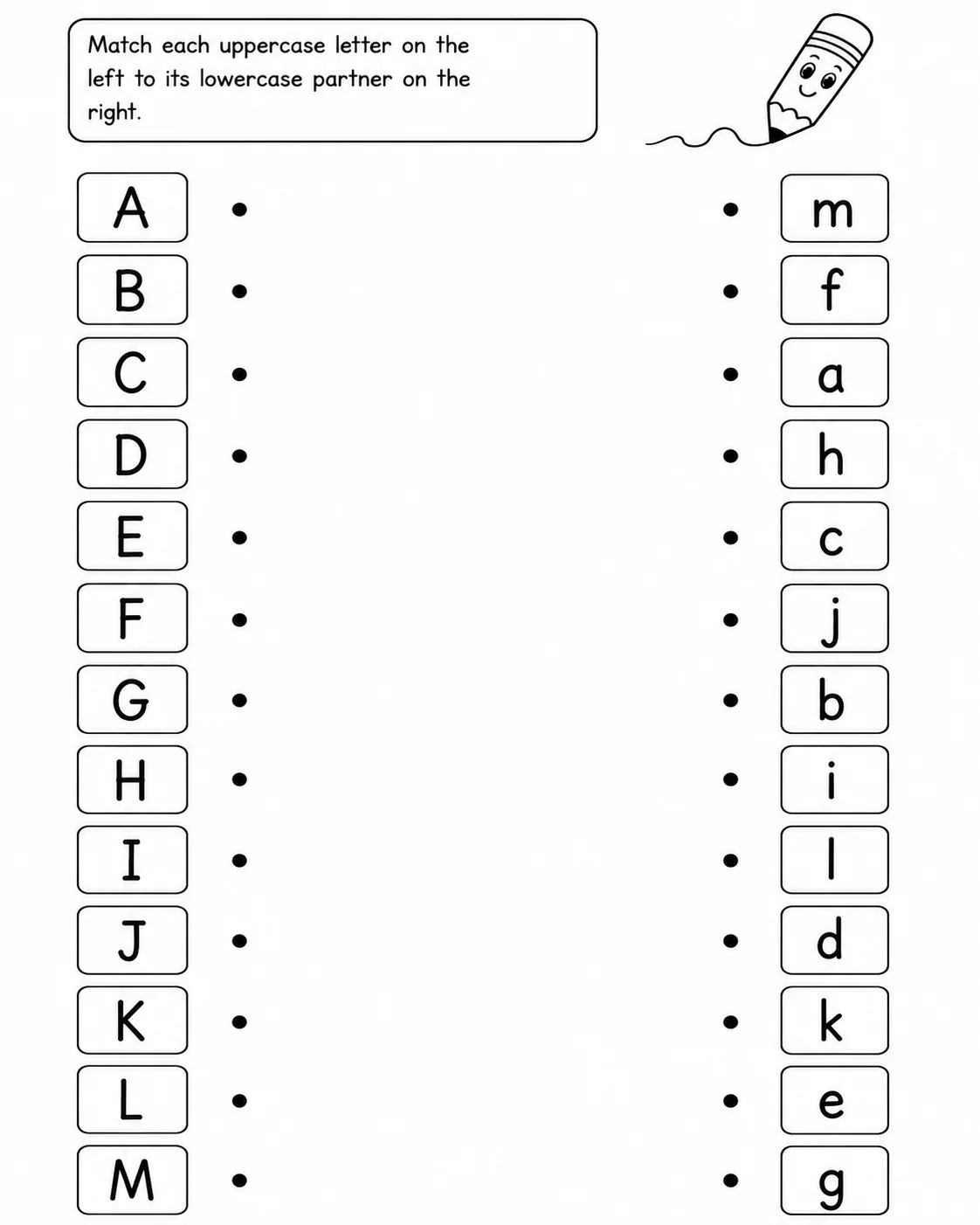 Letter Recognition Matching — free printable worksheet preview