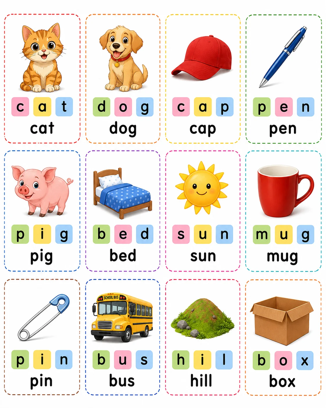 Phonics CVC Words Flash Cards — free printable worksheet preview