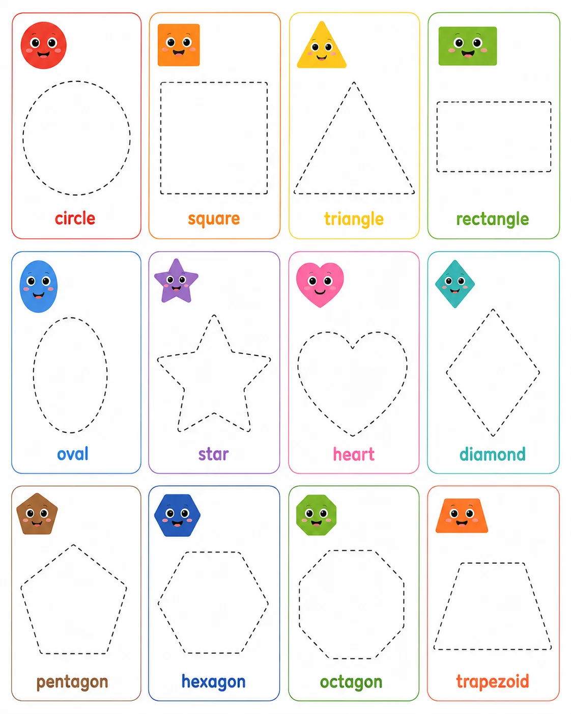 Shape Tracing for Pre-K – printable worksheet